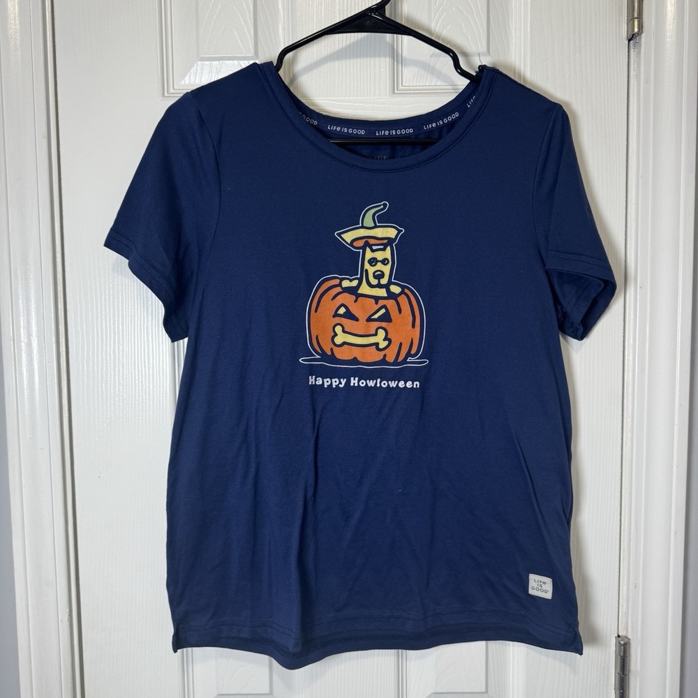 Life is Good Happy Howloween Women's Small Rocket Dog Pumpkin Sleep Top Pjs